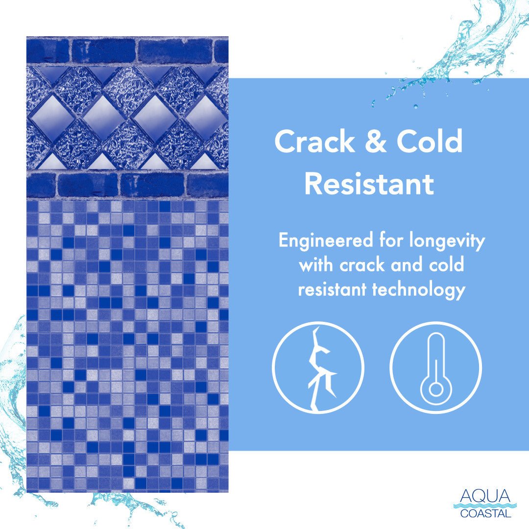 Aqua Coastal 12-foot round Aruba beaded above ground liner with 54-inch wall, made of durable 20 gauge material.