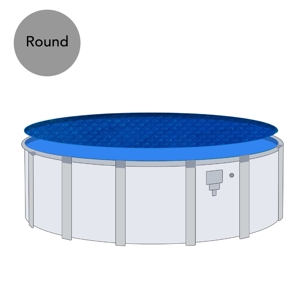 Blue 15-foot round Aqua Coastal solar pool cover with 12 mil thickness, designed to retain heat and keep debris out.