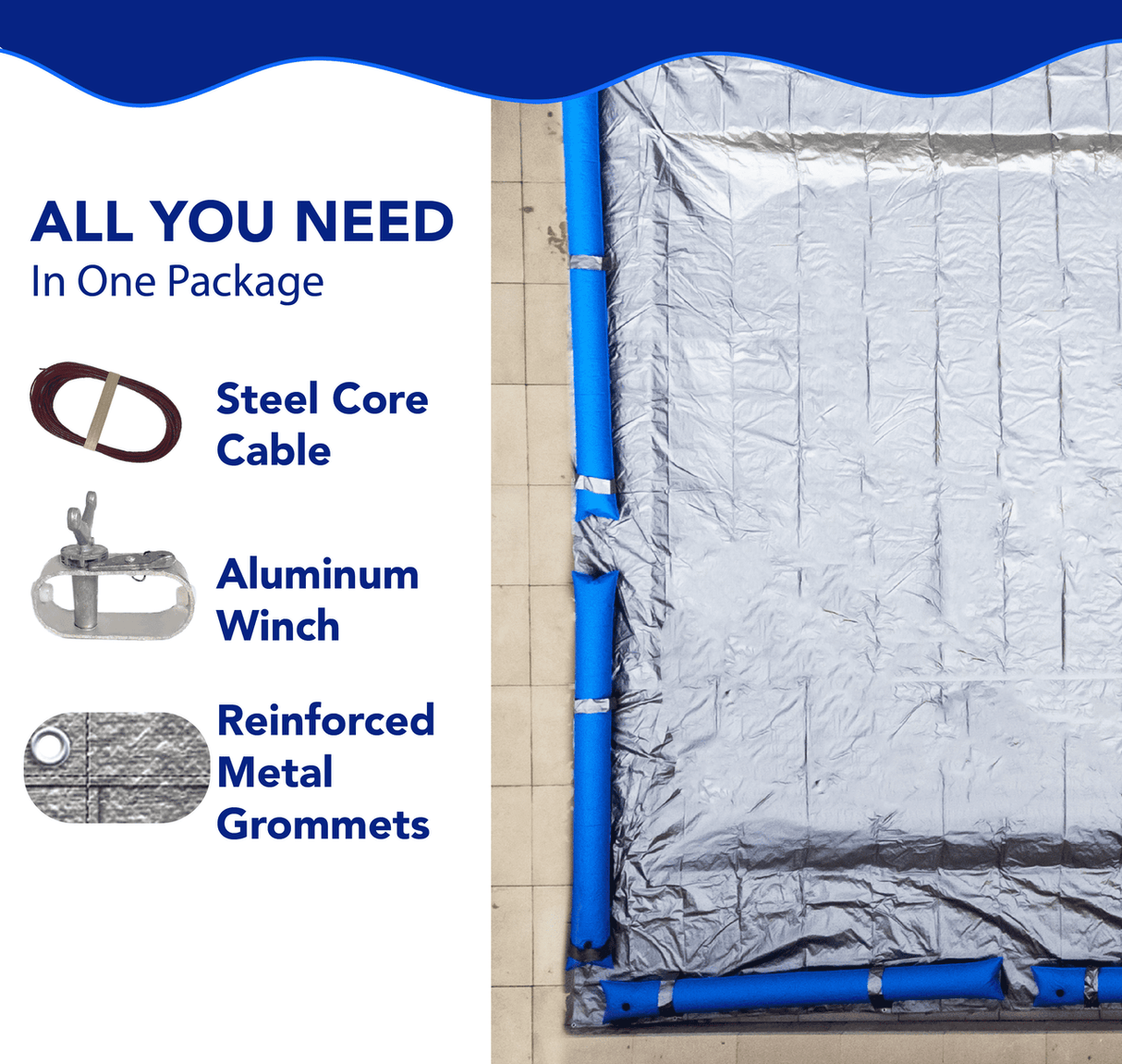 Aqua Coastal 15x24 Platinum Pro-Shield oval above-ground winter pool cover spread over a pool for winter protection.