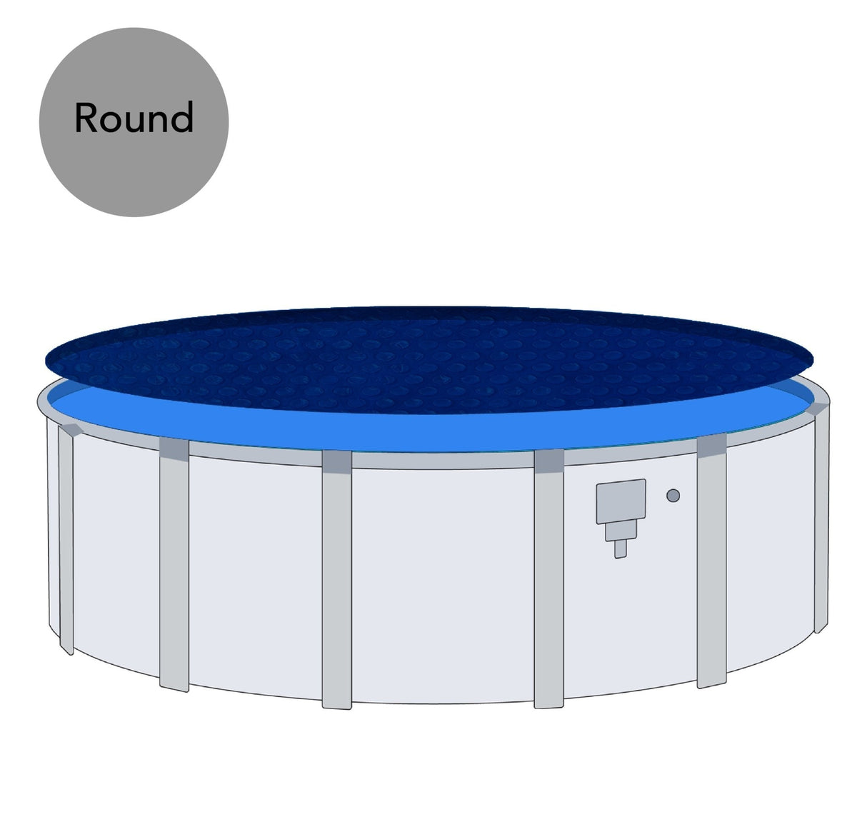 Aqua Coastal 18-foot round black and blue solar pool cover, 8 mil thick, designed to retain heat and keep debris out of the pool.