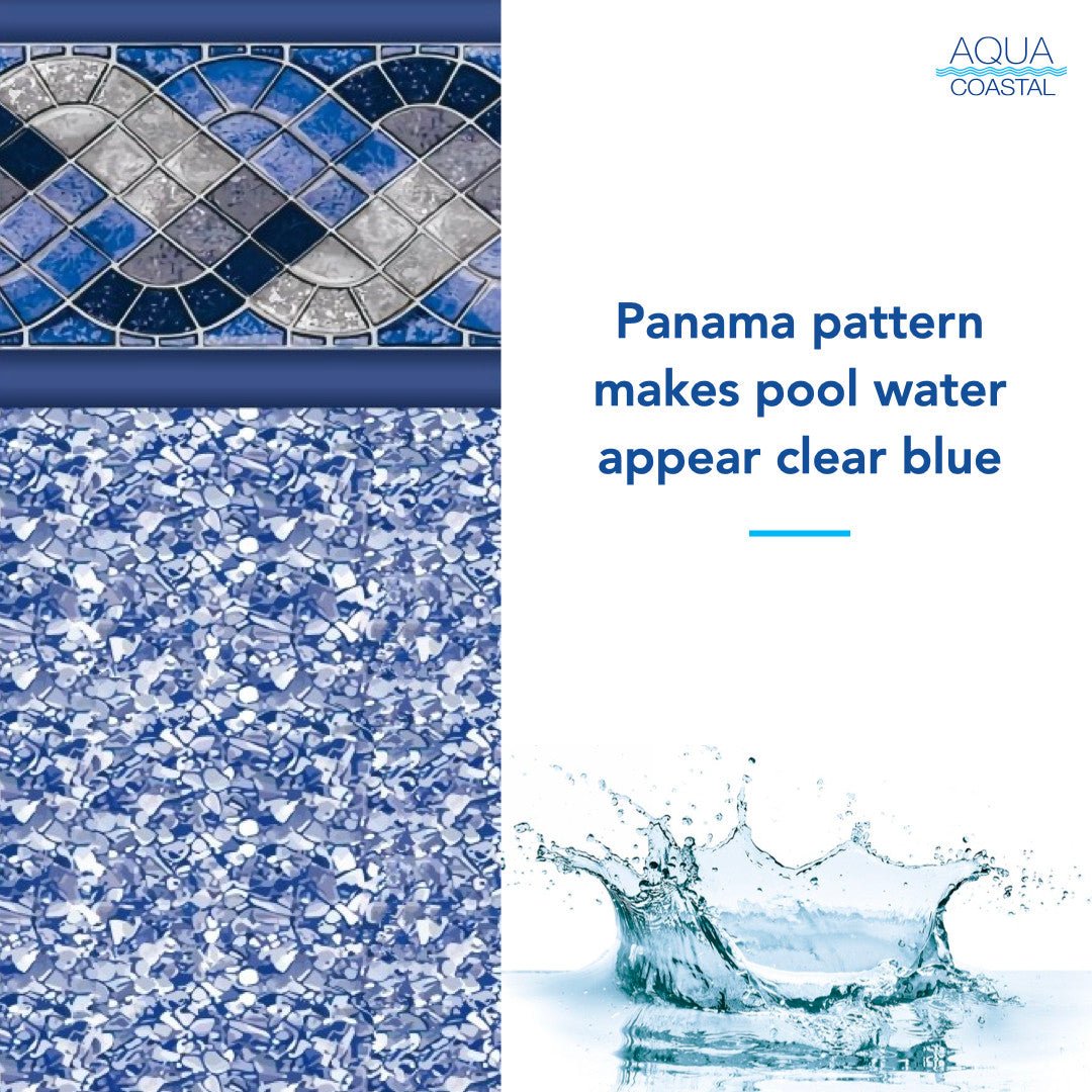 Aqua Coastal 21' round Panama unibead above ground pool liner with 52-inch wall, showing the blue liner fabric and bead edge.