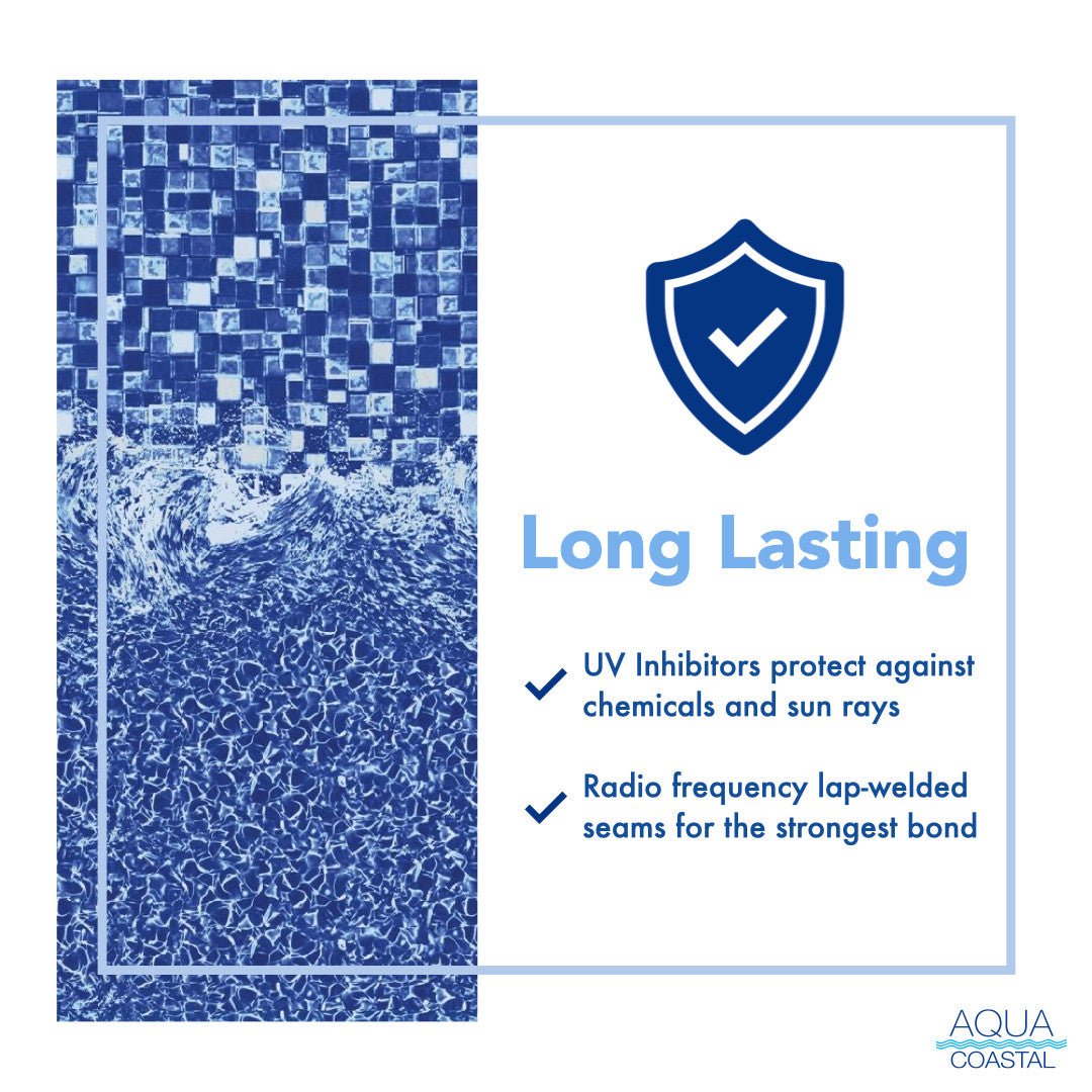 Aqua Coastal 27' Round Bali overlap above ground pool liner with 48-54 inch wall, durable waterproof swimming pool liner.