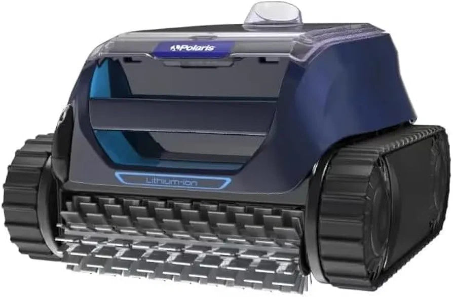 Polaris FREEDOM SC cordless robotic pool cleaner with WiFi connectivity, shown in action on a clean swimming pool surface.