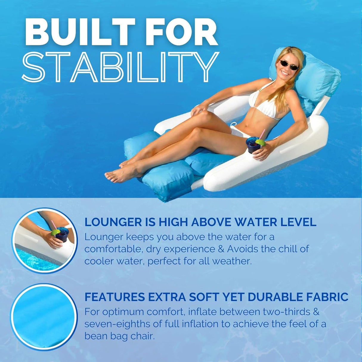 Swimline SunChaser™ SunSoft™ Luxury Floating Lounger 66" x 32" x 23"