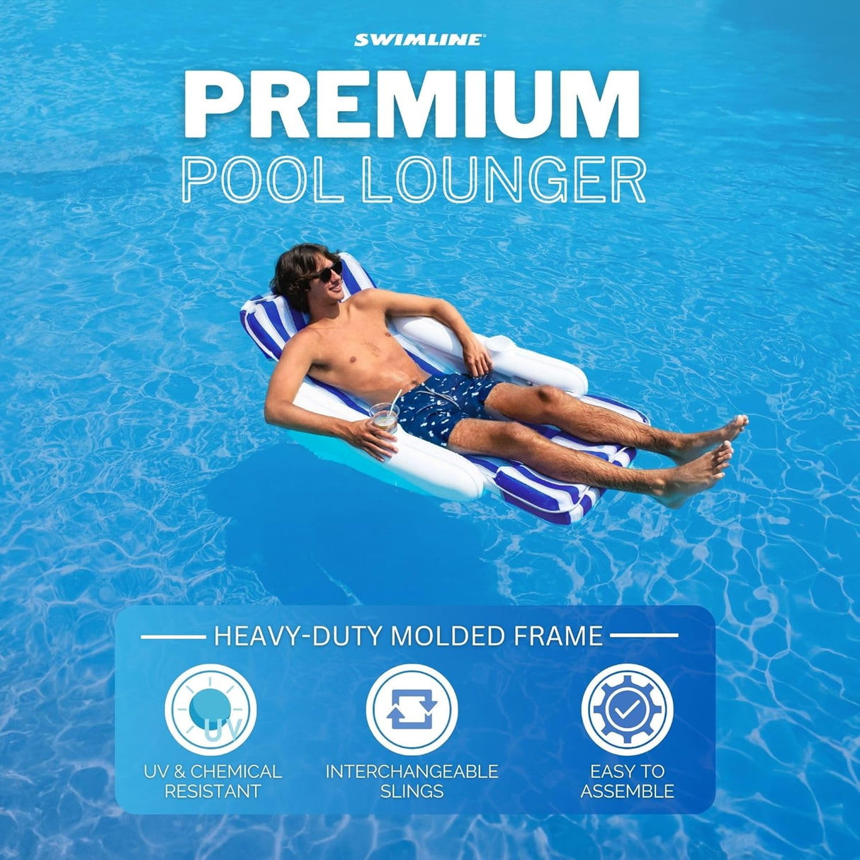 SunChaser™ Padded Luxury Floating Lounger 66" x 32" x 23"