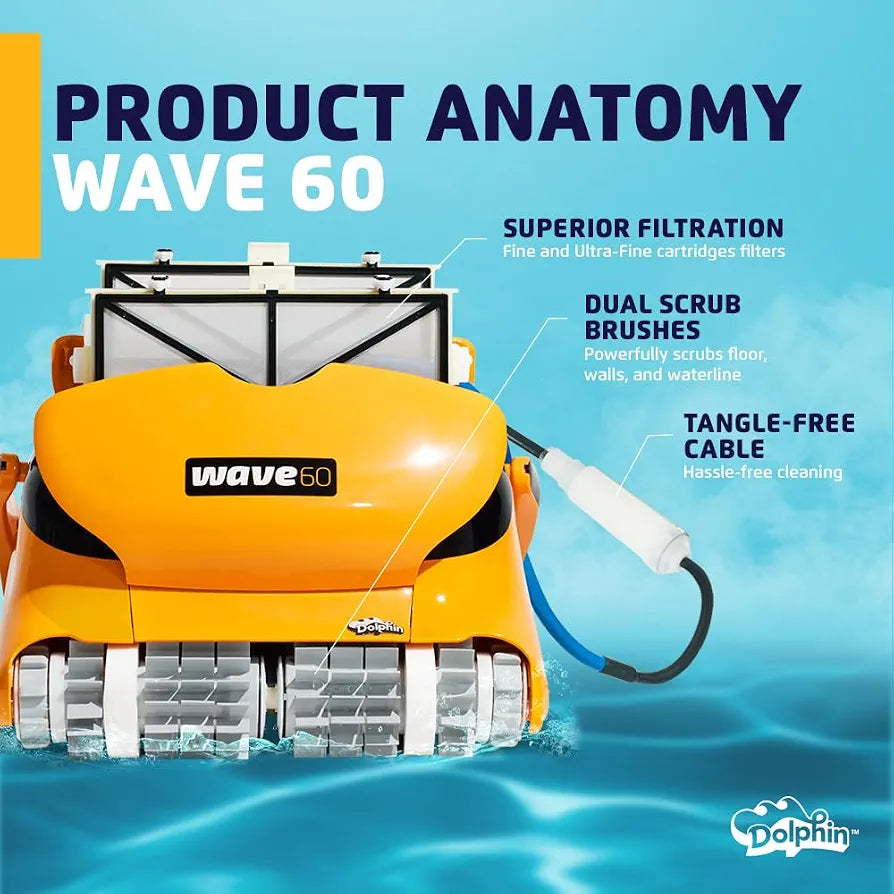 DOLPHIN Wave 60 Commercial Robotic Pool Cleaner with Caddy, Engineered for Extraordinary Pool Cleaning Performance, Ideal for Commercial Swimming Pools up to 50 Feet…
