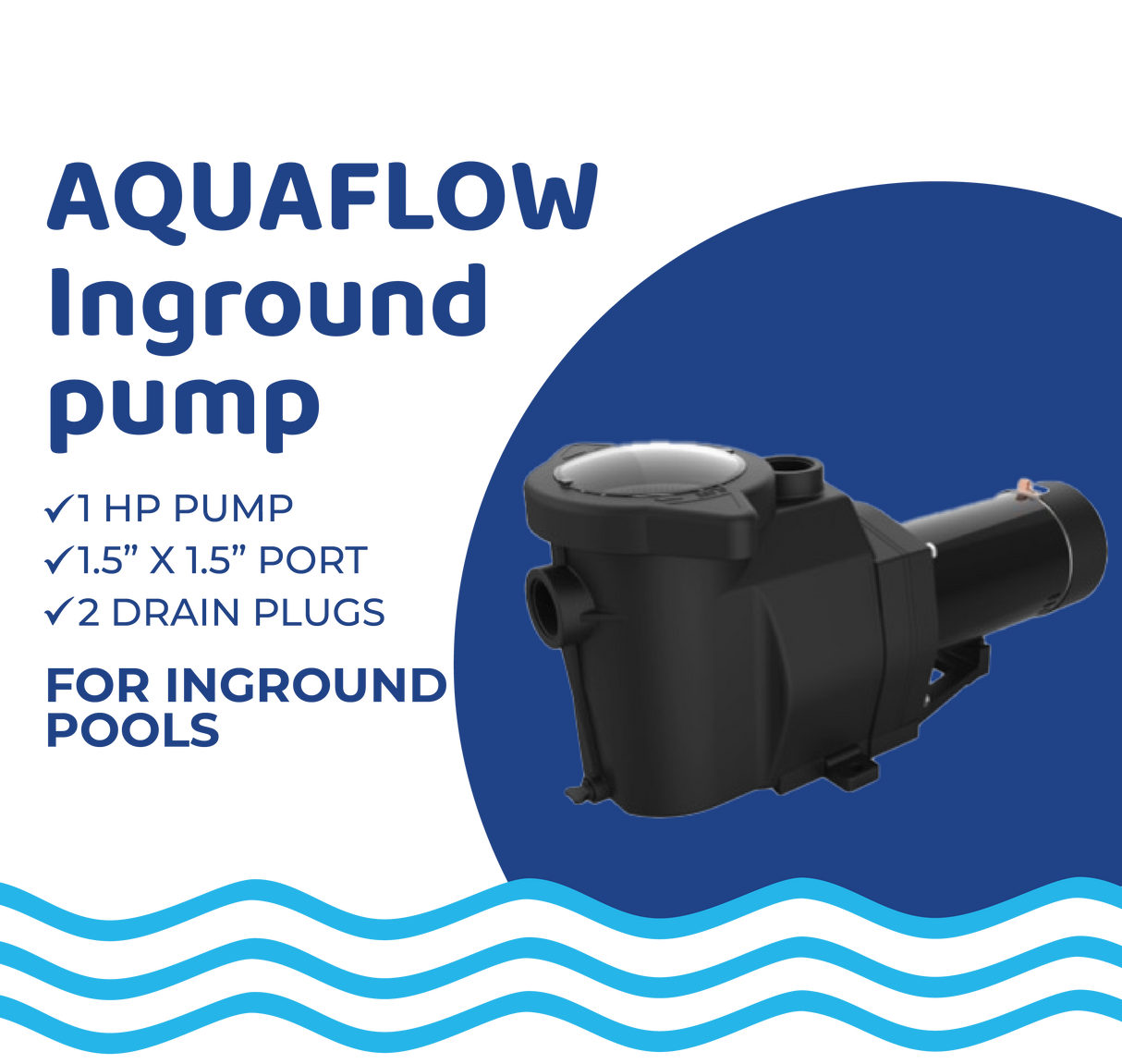 Aqua Coastal AquaFlow 1 HP inground pool super pump with sturdy motor and durable casing for efficient water circulation.
