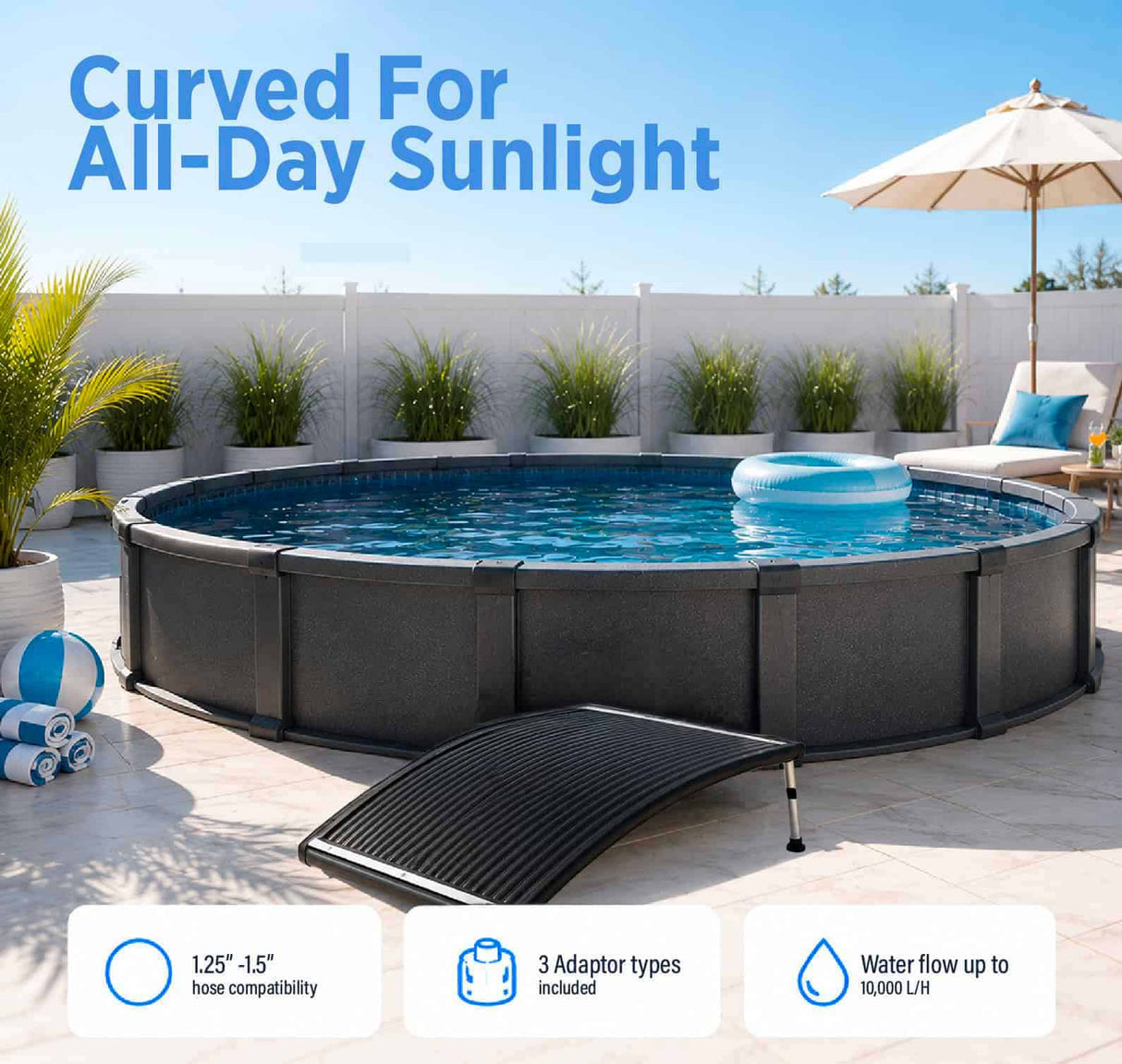 AquaCurve PRO Solar Pool Heater for Above-Ground Pools