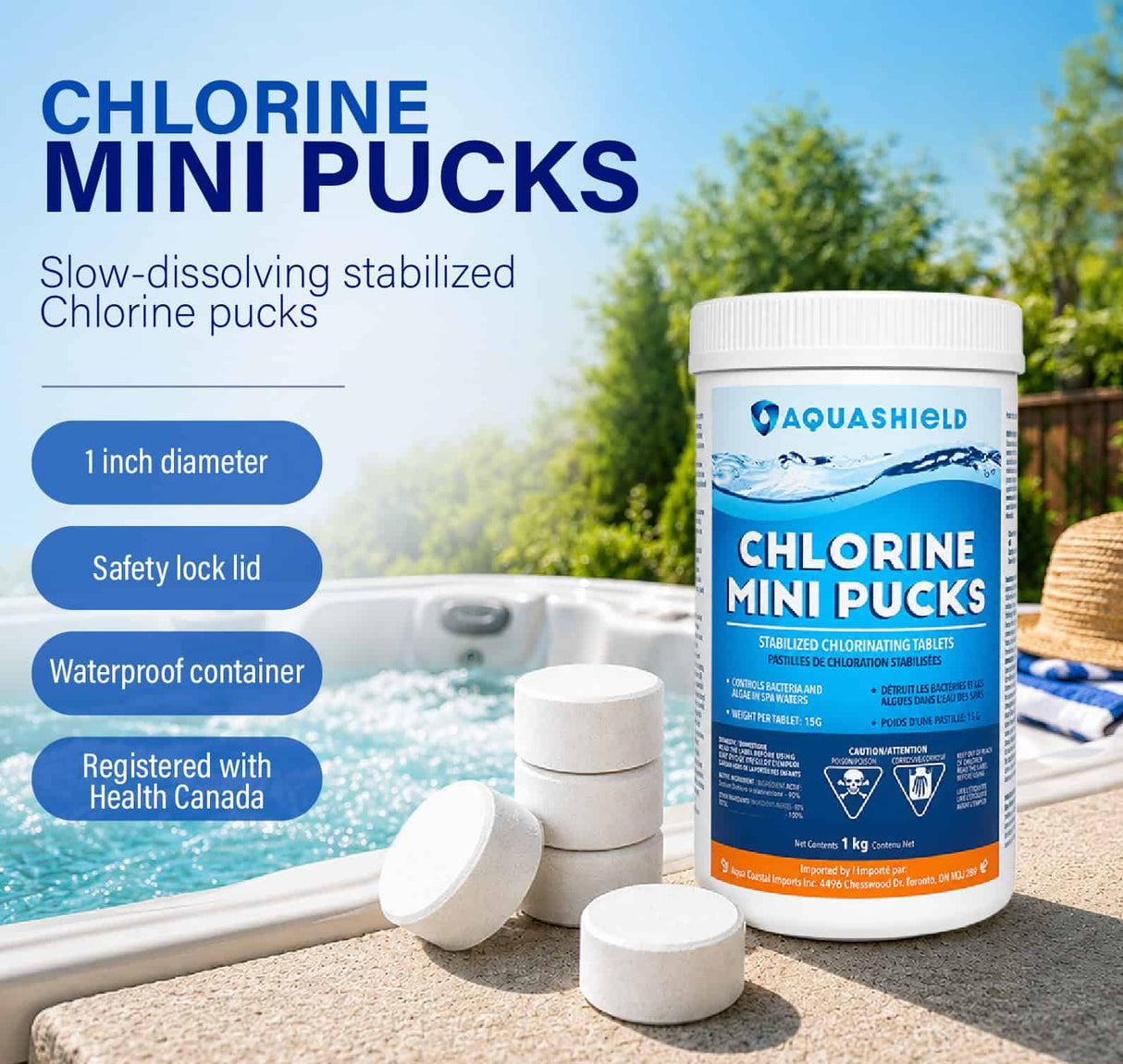 Mini Pucks Chlorine Tablets for Small Pools and Spa Floats
