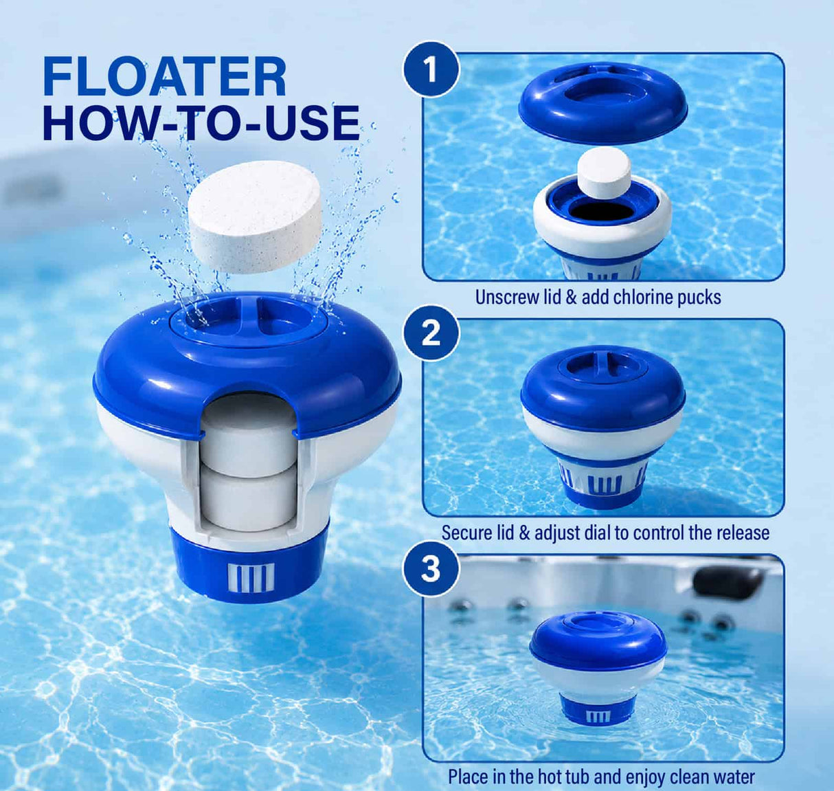 Mini Pucks Chlorine Tablets for Small Pools and Spa Floats