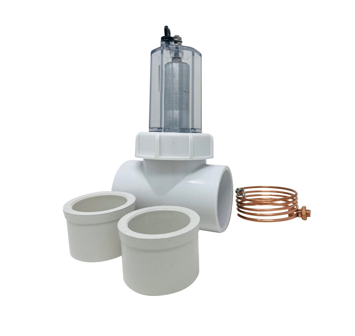 Aqua Coastal inline zinc anode for saltwater pool systems, part of plumbing parts for corrosion protection.