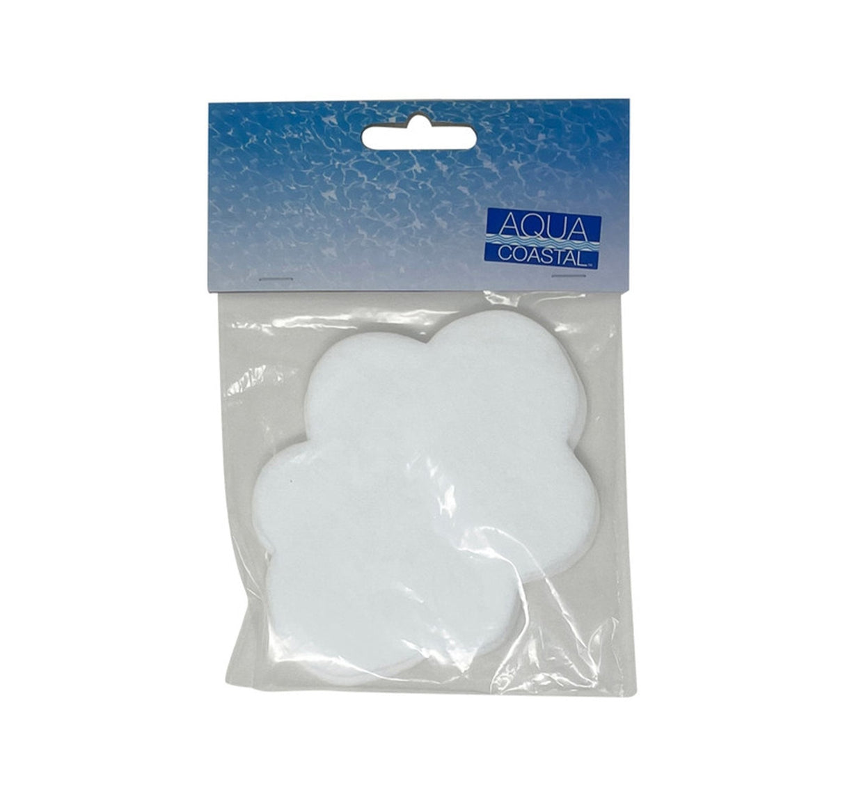 Aqua Coastal oil absorbent cloud for pool and spa surface oil control, soft white cloud-shaped pool accessory.