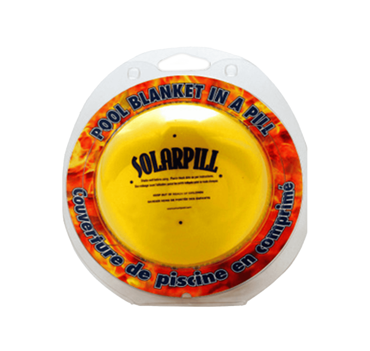Aqua Coastal Solar Pill Pool Blanket in a pill shape, made of clear flexible material for pool heating and coverage.