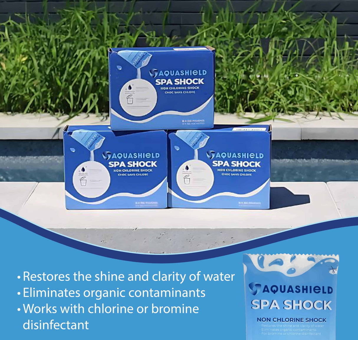 Aqua Spa Shock Pouches, 525g (15 Pack x 35g Each)