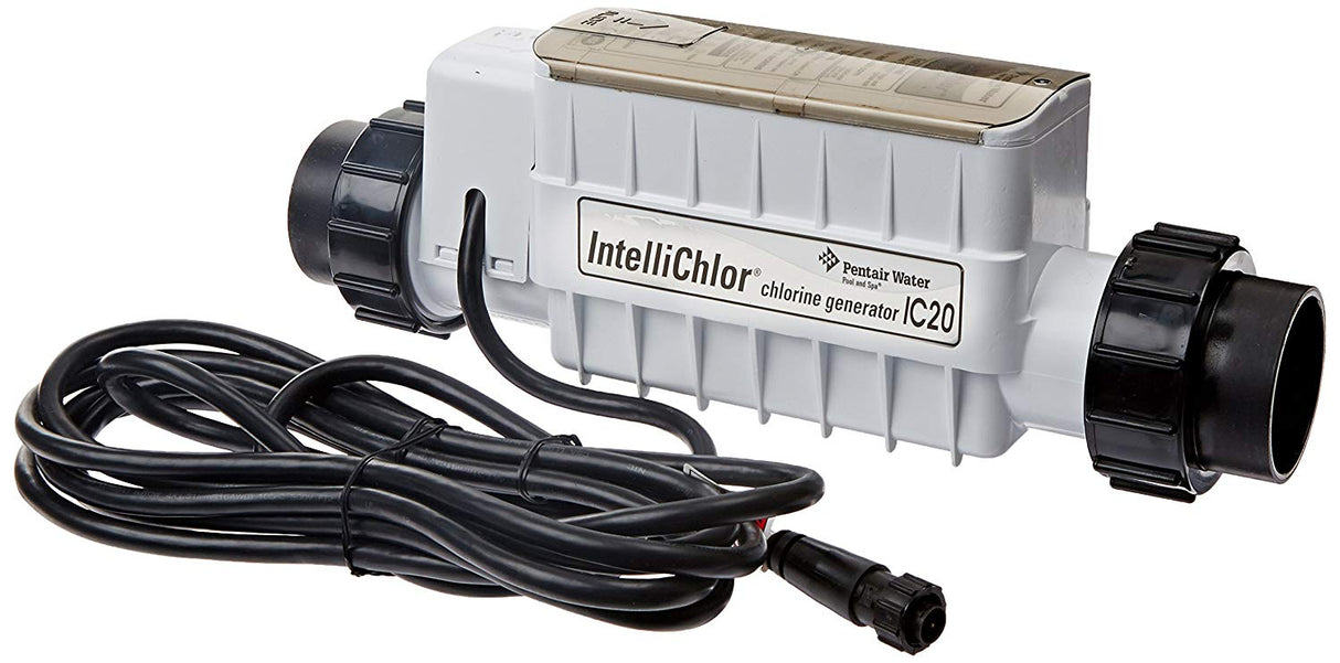 Pentair IntelliChlor IC20 salt cell for swimming pools, designed for 20,000-gallon water systems, with visible cell plates and connectors