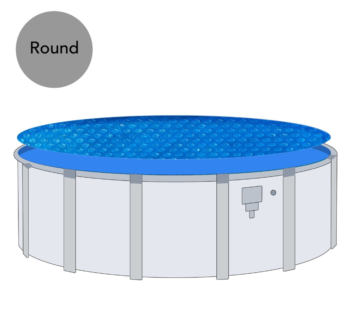 Blue 12-foot round above-ground solar pool cover by Aqua Coastal, with 8 mil thickness for heat retention and protection.