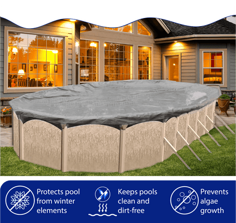12x24-foot Platinum Pro-Shield oval above-ground winter cover for pools by Puyoung Ind. LTD, durable and weather-resistant.