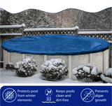 Aqua Coastal 15' Elite Pro-Shield Round Above Ground Winter Pool Cover on a pool, durable winter cover for above ground pools.