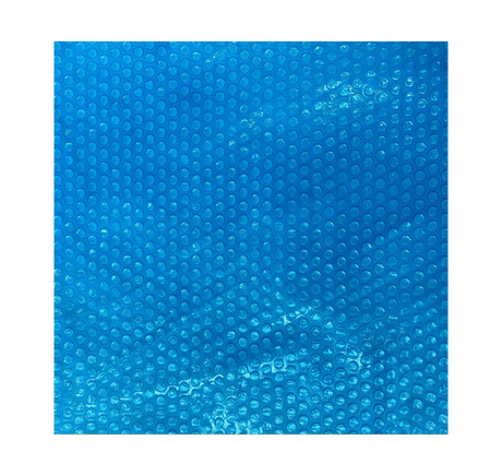 Blue 15-foot round Aqua Coastal deluxe above-ground solar pool cover with 8 mil thickness, designed to retain heat and keep debris out.