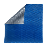 Aqua Coastal 15' Round Space Age Solar Blanket Heat Shield, a reflective solar cover for outdoor pools, designed for heat protection.
