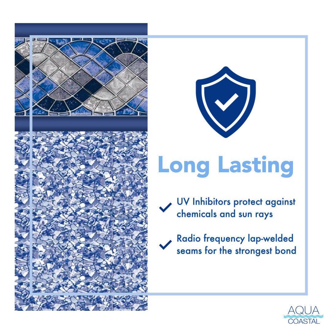 Aqua Coastal 15' Round Panama Unibead Above Ground Pool Liner with 52-inch wall for easy installation.