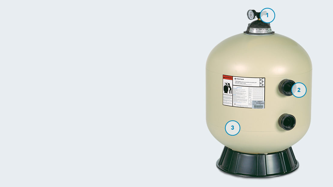 Pentair 30" Triton II Heavy-Duty Fiberglass Side Mount Sand Filter TR100C | 140315