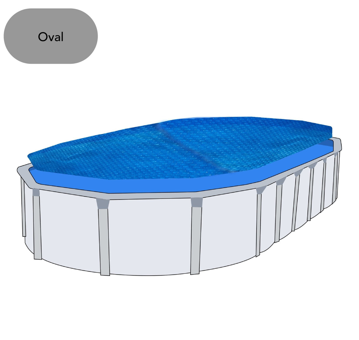 Blue 16x25 foot oval Aqua Coastal Solar Deluxe above-ground pool cover with 8 mil thickness, designed for solar heating.