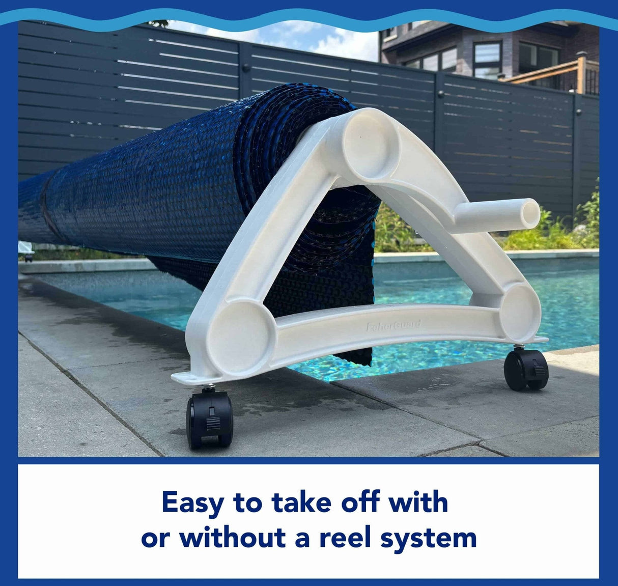 Aqua Coastal 16' x 32' oval black and blue solar pool cover with 8 mil thickness, designed to retain heat and reduce evaporation.