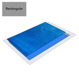 Blue Aqua Coastal 16' x 32' rectangle solar pool cover, deluxe solar blanket for heat retention and pool protection.