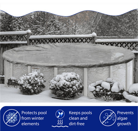 Aqua Coastal 16x32 ft Platinum Pro-Shield winter pool cover, durable rectangle cover with reinforced edges for winter protection.