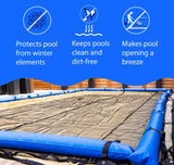 Aqua Coastal 16x32-foot rectangle leaf net cover for quick spring cleanup, designed to trap leaves and debris in outdoor spaces.