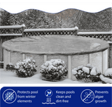 18-foot Aqua Coastal Platinum Pro-Shield above ground winter pool cover for round pools, durable winter protection.