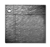 Aqua Coastal 18' Round Platinum Pro-Shield above ground winter pool cover securely fitted over a pool for winter protection.
