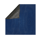 Aqua Coastal 18' round black and blue solar pool cover with 8 mil thickness, designed to retain heat and reduce evaporation.