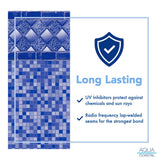 Aqua Coastal 18' x 33' oval Aruba above ground pool liner with 52-inch wall, featuring unibead construction for easy installation.