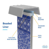 Aqua Coastal 18' x 33' Oval Aruba above ground pool liner with 54-inch wall, unibead design, and durable construction.