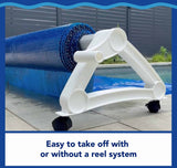 Aqua Coastal 20' x 40' rectangle blue solar pool cover blanket with smooth edges, designed to retain heat and protect the pool.