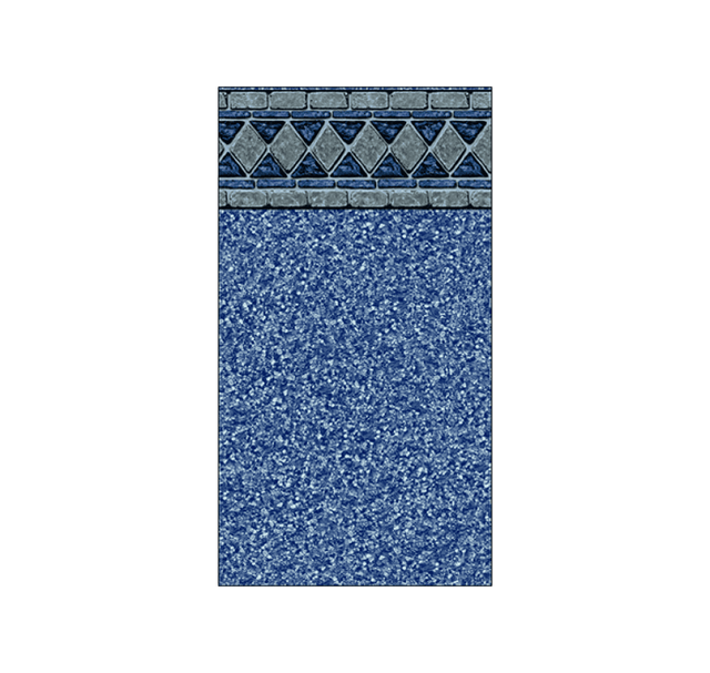 Aqua Coastal 24-foot round Lancashire Key J-bead above ground pool liner fitted for 52-inch pools, showing the liner's edge and pattern.