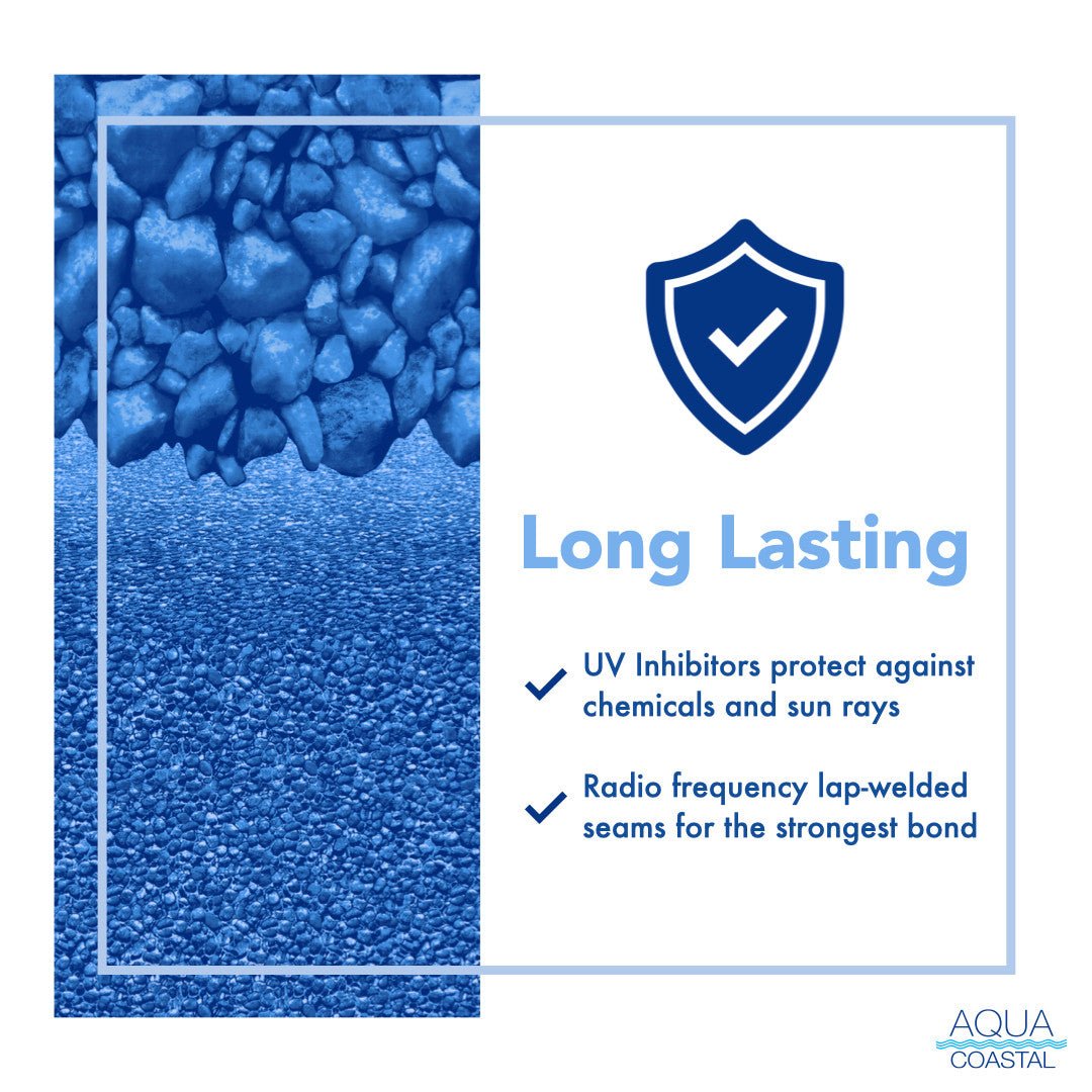 Aqua Coastal 24' Round Reef Above Ground Pool Liner with 48-54 inch wall, overlap design for easy installation and durable pool lining.