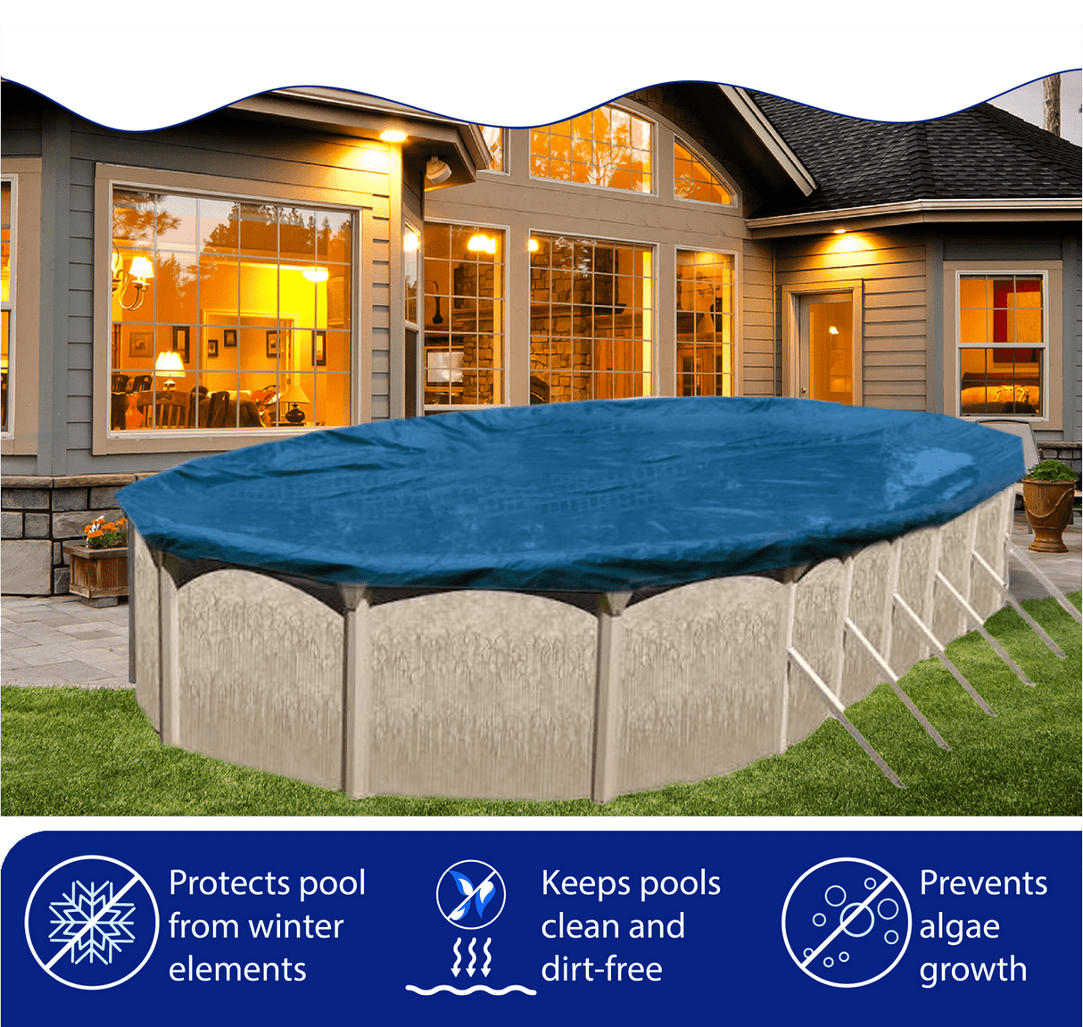 Aqua Coastal 24x40 Elite Pro-Shield Rectangle Winter Pool Cover, durable cover designed for winter pool protection