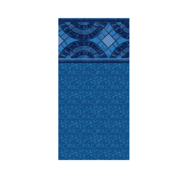 Aqua Coastal 27' round Cayman unibead above ground pool liner with 52-inch wall, showing the textured liner surface and bead compatibility.