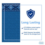 Aqua Coastal 27' round Cayman unibead above ground pool liner with 54-inch wall, showcasing the durable vinyl material and seamless fit.