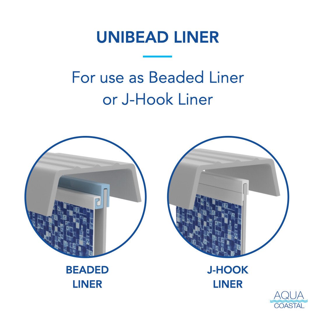 Aqua Coastal 30' round Bali Unibead above ground pool liner with 52-inch wall, 20 gauge, designed for durable pool lining.