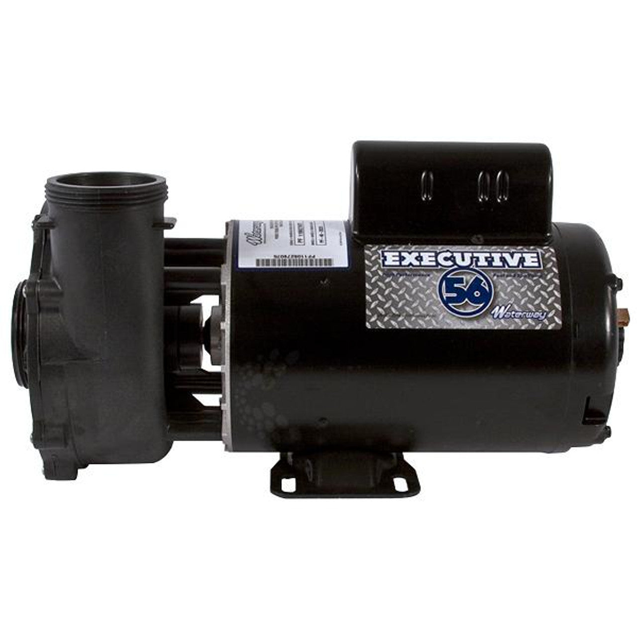 Waterway Executive 56 hot tub pump with 4 HP, featuring 2.5-inch and 2.0-inch fittings, shown in a detailed product image.