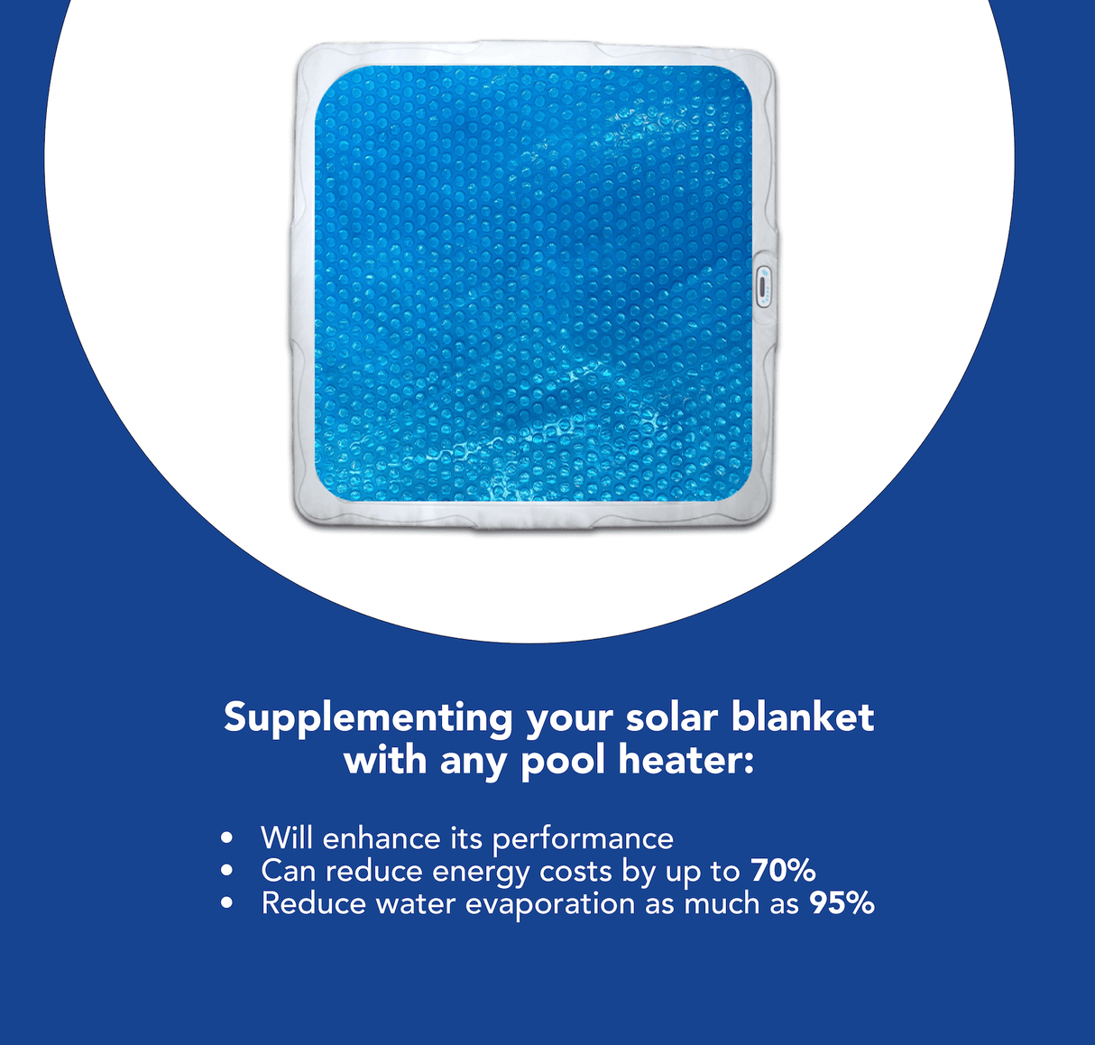 Aqua Coastal 8' x 8' solar spa blanket with 12 mil thickness for heat retention and protection from the elements.