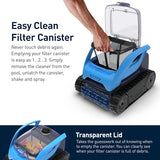Polaris PIXEL cordless robotic pool cleaner submerged in a swimming pool, showcasing its compact design and cleaning brushes.
