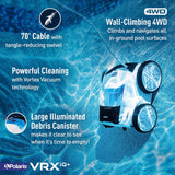 Polaris VRX iQ+ smart robotic pool cleaner with sleek design and advanced cleaning features for swimming pools.