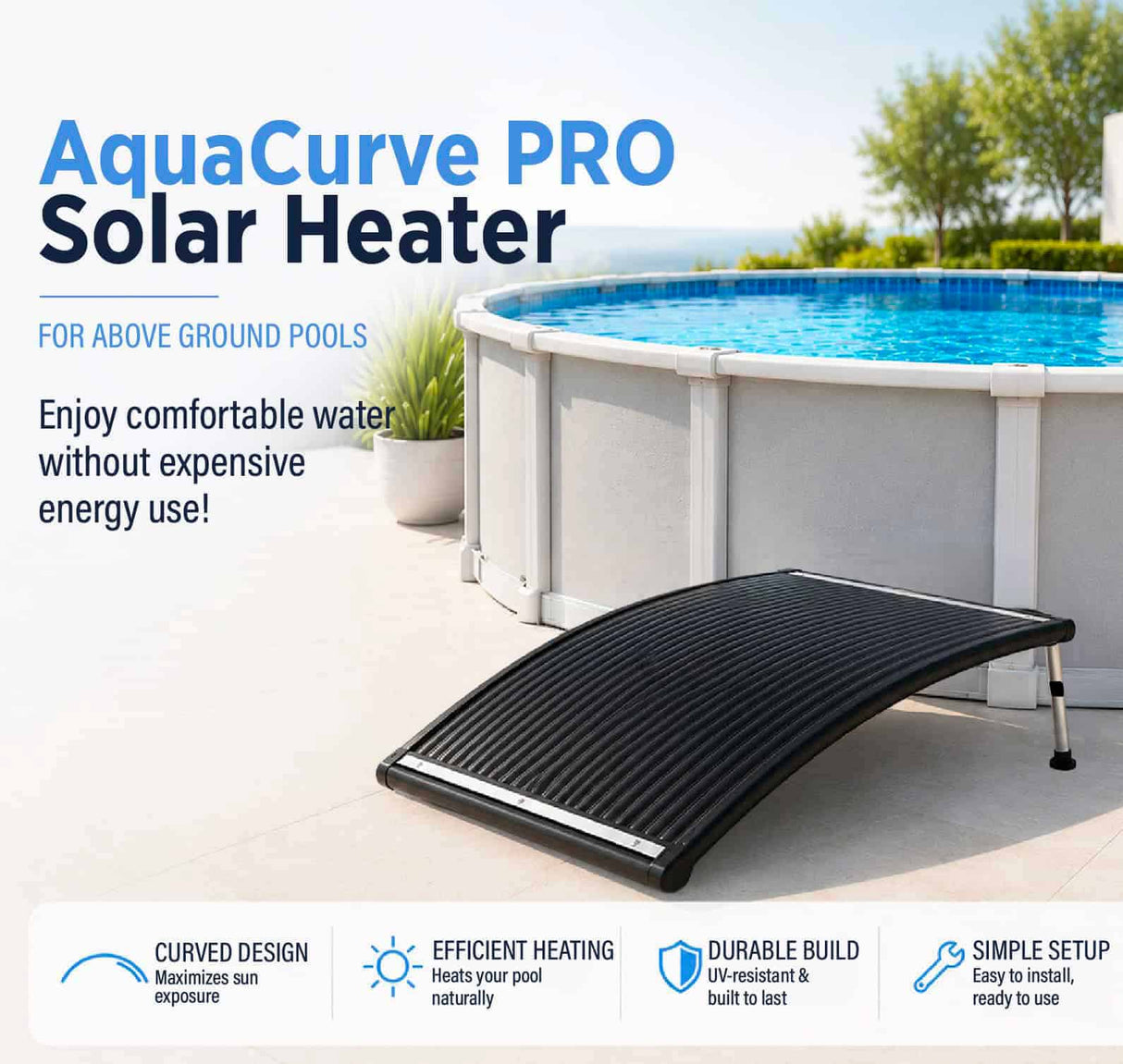 AquaCurve PRO Solar Pool Heater for Above-Ground Pools