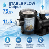 AquaFlow 1 HP above ground pool super pump by Aqua Coastal, showing the pump's motor and inlet connections for efficient water circulation.