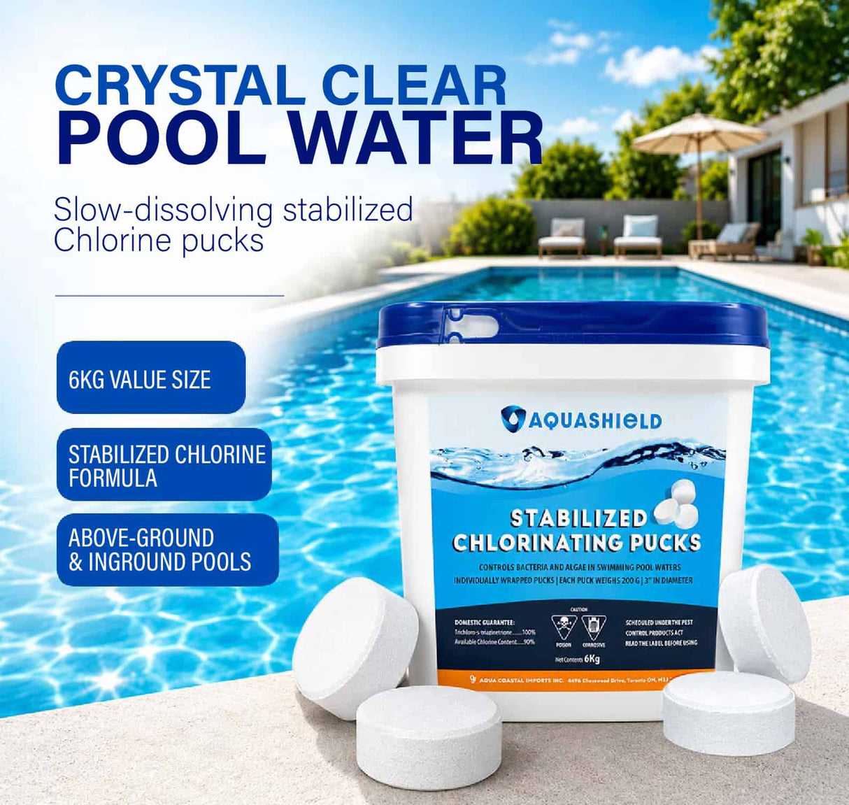 Aquashield Chlorine Pucks 3" x 6KG 3" Chlorine Pucks 6KG Sanitizing